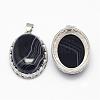 Natural Black Striped Agate/Banded Agate  Pendants G-D851-18-2