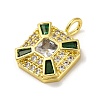 Brass Pendants with Cubic Zirconia and Glass KK-D536-20G-2