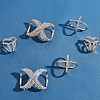 CHGCRAFT 6Pcs 6 Style Crystal Infinity-shaped & X-shape & Three Ring Shape Rhinestone Scarf Buckle Rings JEWB-CA0001-03-4