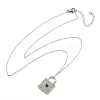 304 Stainless Steel Crystal Rhinestone Lock Pendant Necklaces NJEW-I129-01P-2