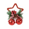 Christmas Plastic Star with Bell Pendant Decorations AJEW-S088-01A-1