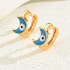 Fashionable Moon with Evil Eye Stainless Steel Hoop Earrings YU6083-3