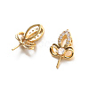 Brass Pave Clear Cubic Zirconia Leaf Head Pins BAPE-PW0002-15A-01-1