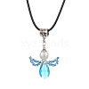 Angel Glass Sead Beaded Wing Pendant Necklaces NJEW-MZ00090-01-2