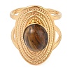 Oval Natural Tiger Eye Finger Rings RJEW-Z057-14G-01-2