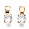 Brass Cubic Zirconia Charms KK-P075-25G-1