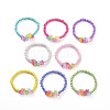 8Pcs 8 Color Opaque Acrylic Faceted Rondelle & Flower Beaded Stretch Bracelets BJEW-JB09100-1