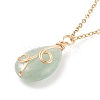 Natural Green Aventurine Teardrop Pendant Necklace NJEW-JN03900-02-4