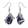 Natural Dyed Lapis Lazuli Dragon Dangle Earrings EJEW-A092-06P-04-2