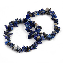 Unisex Chip Natural Lapis Lazuli Beaded Stretch Bracelets BJEW-S143-07