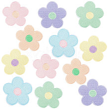 Macaron Color 5-Petal Flower Shape Iron on/Sew on Computerized Embroidery Polyester Clothing Patches DIY-WH0401-62