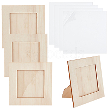 Olycraft 4Pcs Unfinished Natural Wood Photo Frames WOOD-OC0002-55B