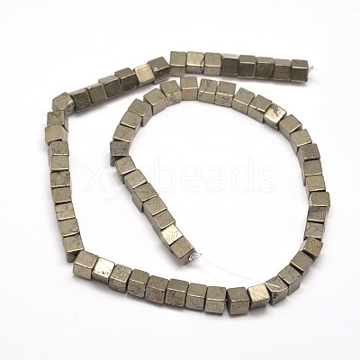 Cube Natural Pyrite Beads Strands G-I126-17-4x4mm-1