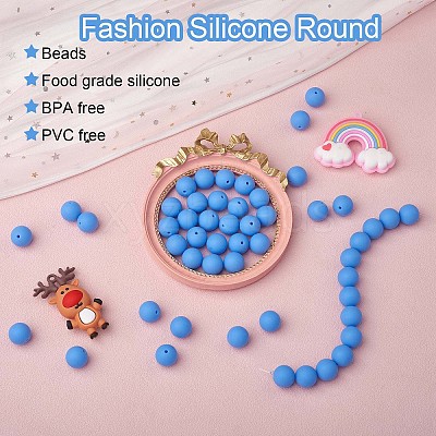 100Pcs Silicone Beads Round Rubber Bead 15MM Loose Spacer Beads for DIY Supplies Jewelry Keychain Making JX446A-1