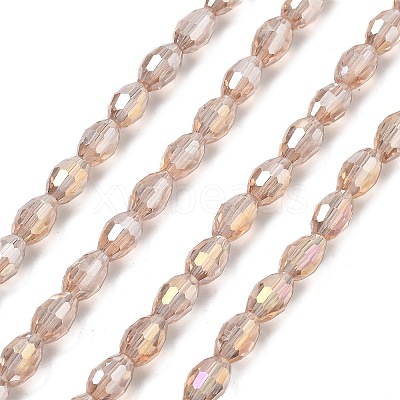 Transparent Electroplate Glass Beads Strands EGLA-A037-T6x8mm-B04-1