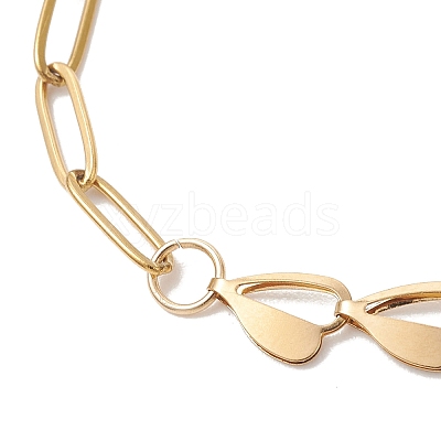 2Pcs 304 Stainless Steel Asymmetric Heart Link Chains Bracelets BJEW-JB13510-1