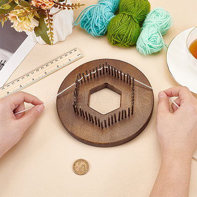 Hexagon Wood Crochet Blocking Board with Pins DIY-WH0499-15-1