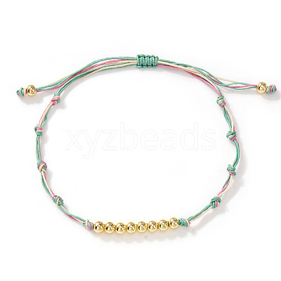 Brass Round Beads Braided Bead Bracelets AZ5003-11-1