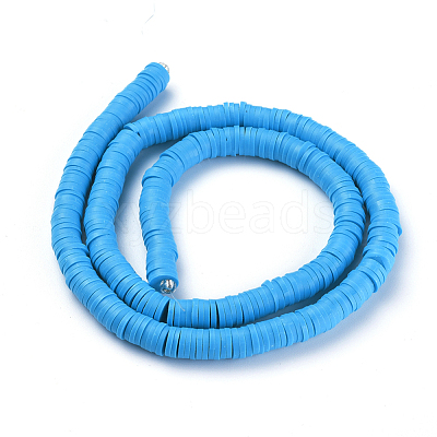 Flat Round Handmade Polymer Clay Beads CLAY-R067-6.0mm-33-1