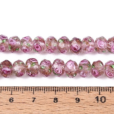 Handmade Gold Sand Lampwork Beads Strands LAMP-R141-8mm-11-1