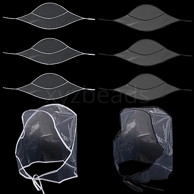 10Pcs 2 Colors Plastic Black and White Rain Bonnets AJEW-CP0007-88-1