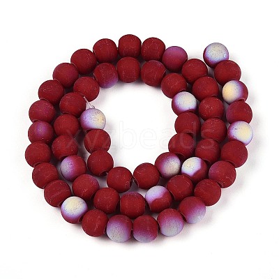 Frosted Opaque Glass Beads Strands GLAA-T032-P8mm-MBB23-1