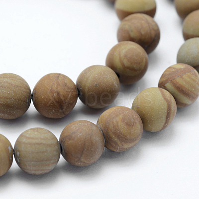 Natural Wood Lace Stone Wooden Jasper Beads Strands G-F518-21-6mm-1