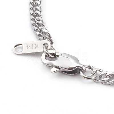 Tarnish Resistant Men's 304 Stainless Steel Diamond Cut Curb Chain Bracelets BJEW-JB06018-02-1