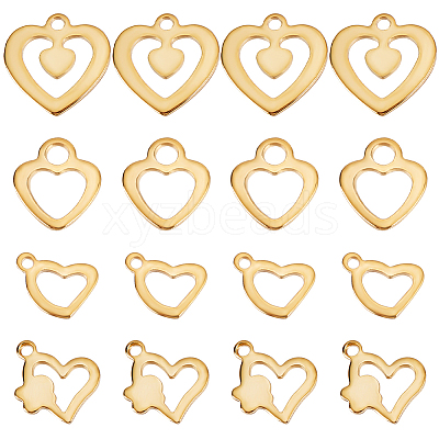 48Pcs 4 Style 201 Stainless Steel Charms STAS-BBC0003-14-1