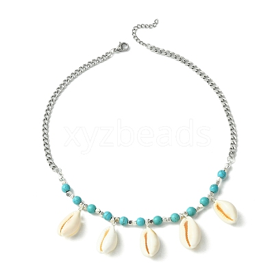 Natural Shell Bib Necklace NJEW-TA00116-1