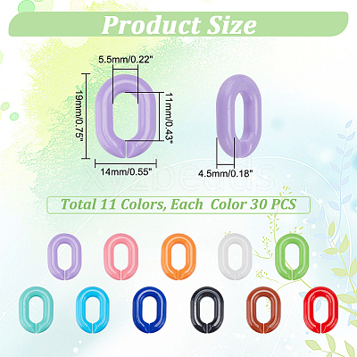 330pcs 11 Colors Acrylic Linking Rings SACR-PH0001-05-1