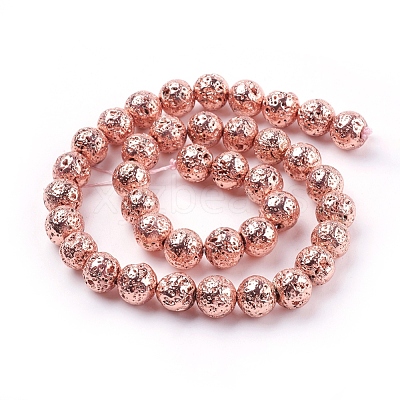 Electroplated Natural Lava Rock Bead Strands G-E429-01-10mm-RG-1
