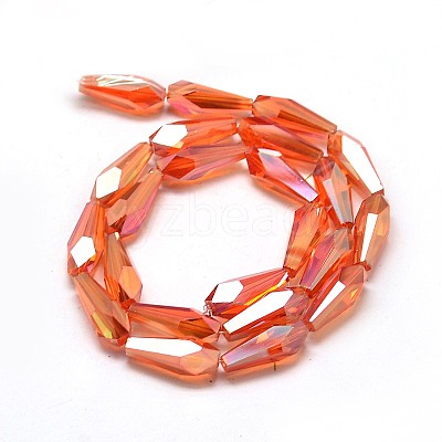 Full Rainbow Plated Faceted Teardrop Glass Bead Strands X-EGLA-J096-FR06-1