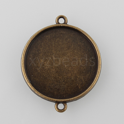 Antique Bronze Tibetan Style Alloy Cabochon Connector Settings X-TIBE-M022-01AB-NF-1
