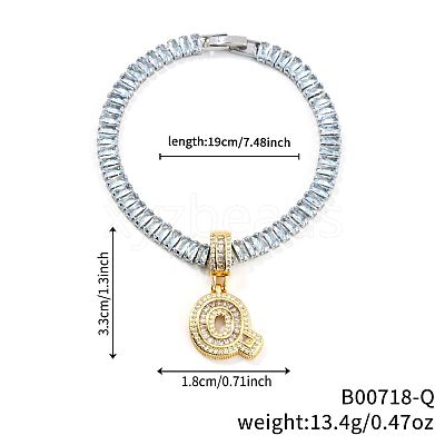 Fashionable Brass Micro Pave Clear Cubic Zirconia Charm Bracelets AF9298-17-1
