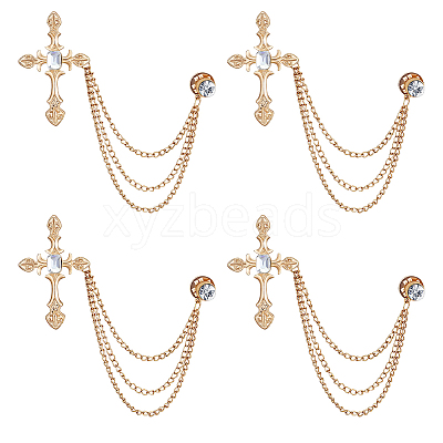 Cross Alloy Rhinestone Lapel Pin Backs JEWB-WH0051-057G-1