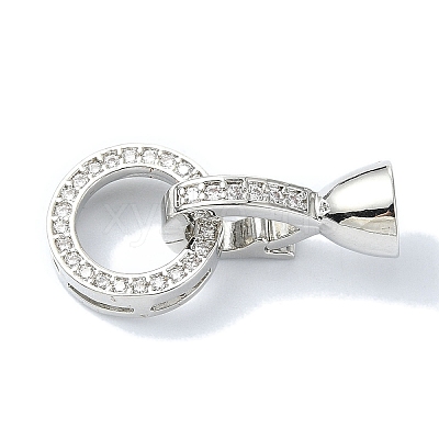 Rack Plating Brass Pave CLear Cubic Zirconia Fold Over Clasps KK-M282-47P-1
