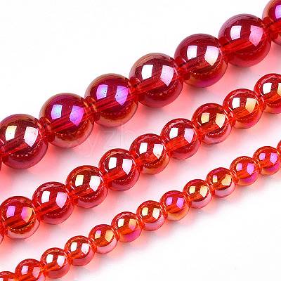 Electroplate Transparent Glass Beads Strands GLAA-T032-T8mm-AB09-1