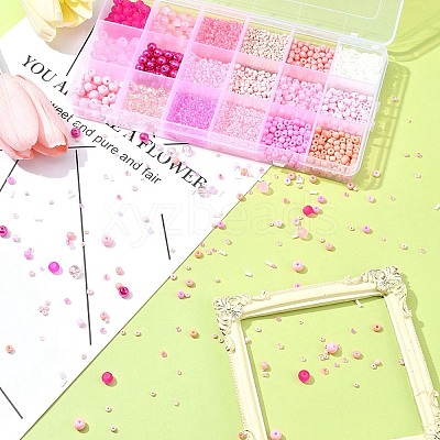 Transparent Glass Beads  with Seed Beads GLAA-FS0001-82-1