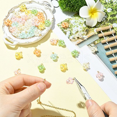40Pcs 8 Style ABS Plastic Imitation Pearl Pendants PALLOY-CJ00177-1