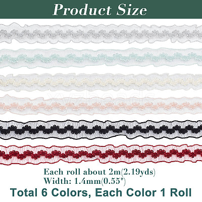 12m 6 Colors Braided Net Lace Elastic Cord/Band OCOR-AR0001-26-1