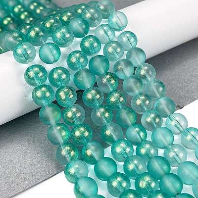 Frosted Transparent Glass Bead Strands X1-GLAA-P065-8mm-08-1