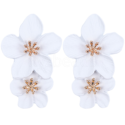 1 Pair Alloy Flower Dangle Stud Earrings EJEW-SP0001-18-1