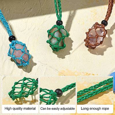 Braided Waxed Cotton Thread Cords Macrame Pouch Necklace Making AJEW-SW00019-1
