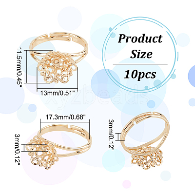 10Pcs Adjustable Brass Filigree Ring Settings KK-NB0003-03-1
