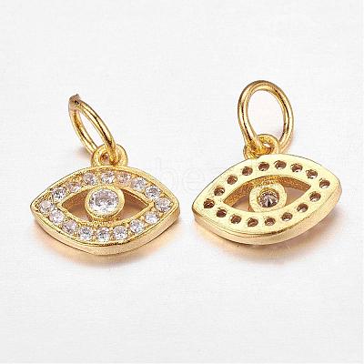 CZ Brass Micro Pave Cubic Zirconia Evil Eye Charms ZIRC-L018-10G-1