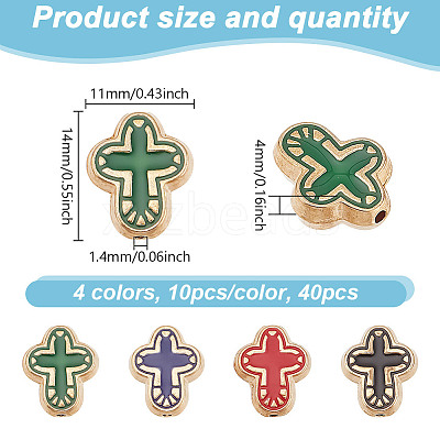 40Pcs 4 Colors Golden Alloy Enamel Beads FIND-GO0003-30-1