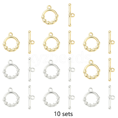 10 Bags 2 Colors Brass Toggle Clasps KK-YW0003-87-1