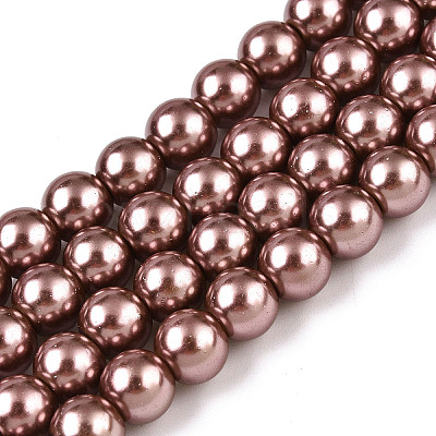 Baking Paint Pearlized Glass Pearl Round Bead Strands HY-Q330-8mm-92-1