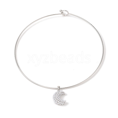 Brass with ABS Imitation Pearl Charm Necklace BJEW-Q350-05A-P-1
